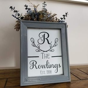 Personalized canvas last name sign